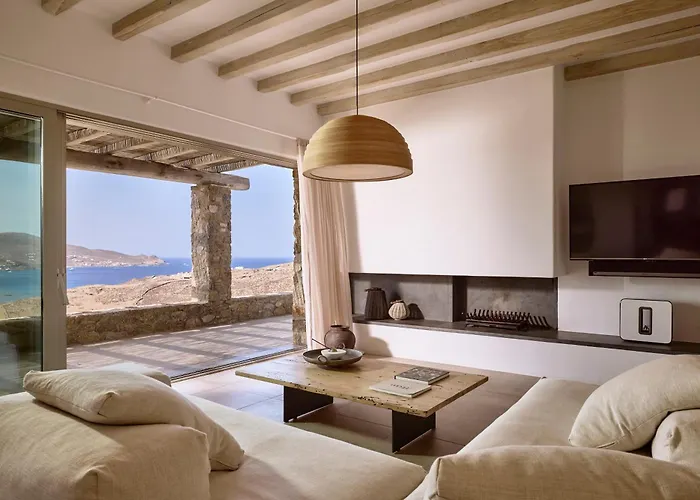别墅 Amra - Secluded Mykonos Haven With Sea Views, Heated Pool, Gym & Hammam 法蒂亚