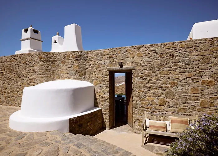 别墅 Amra - Secluded Mykonos Haven With Sea Views, Heated Pool, Gym & Hammam 法蒂亚